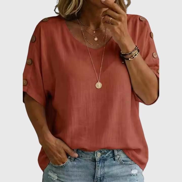 Bellie - Lockeres Wohlfühl-Shirt mit Knopfleiste