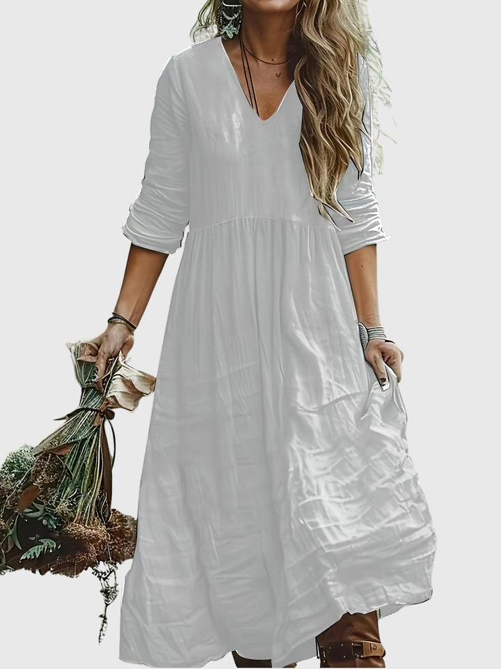 Sharon - Modisches Langarmkleid mit V-Ausschnitt