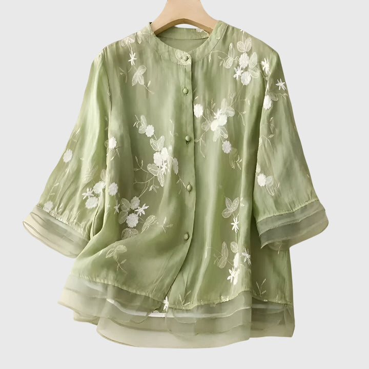 Edena - Elegantes Top mit Bestickten Blumen