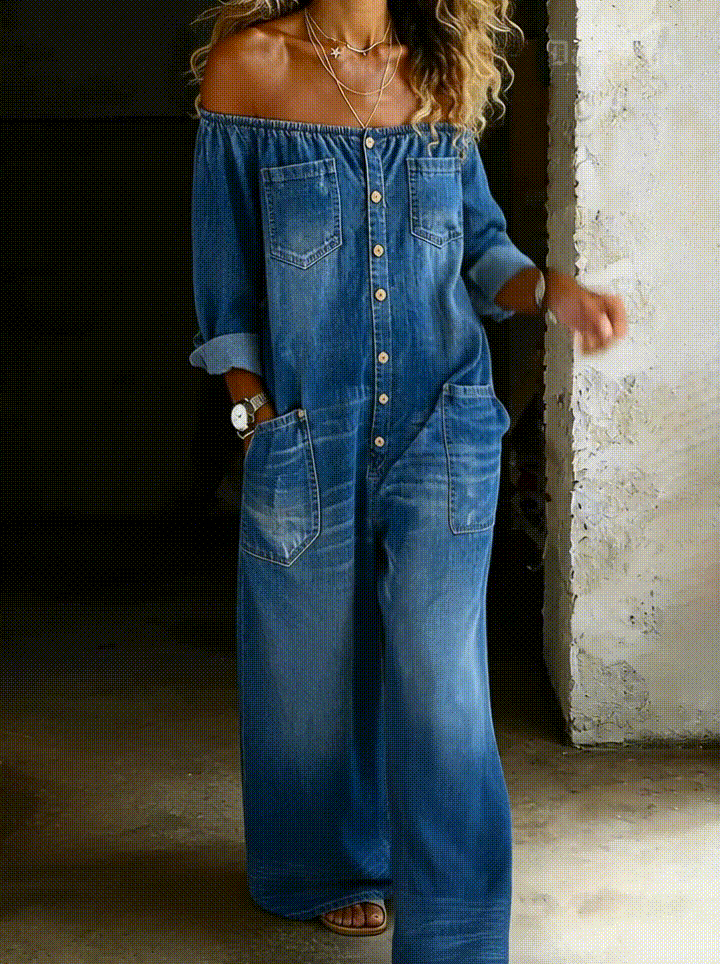 Elena - Off-Shoulder Langarm-Overall