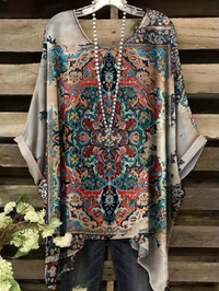 Kim - Vintage Bohemian Floral Print Damen T-Shirt