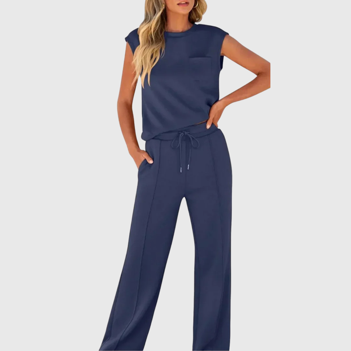 Lolly - Weiches schwarzes Lounge-Set, entspannte Passform, zweiteilig