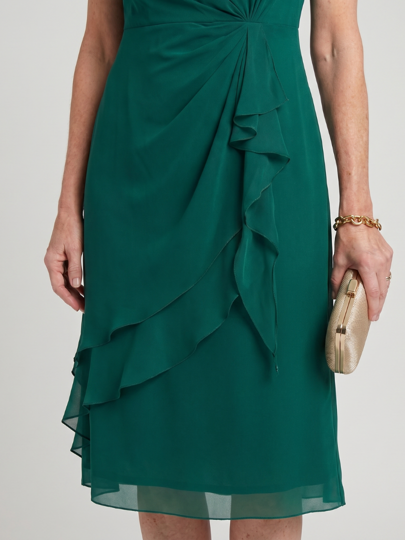 Eira - Midi-Kleid mit kurzen Ärmeln und geschichtetem Saum