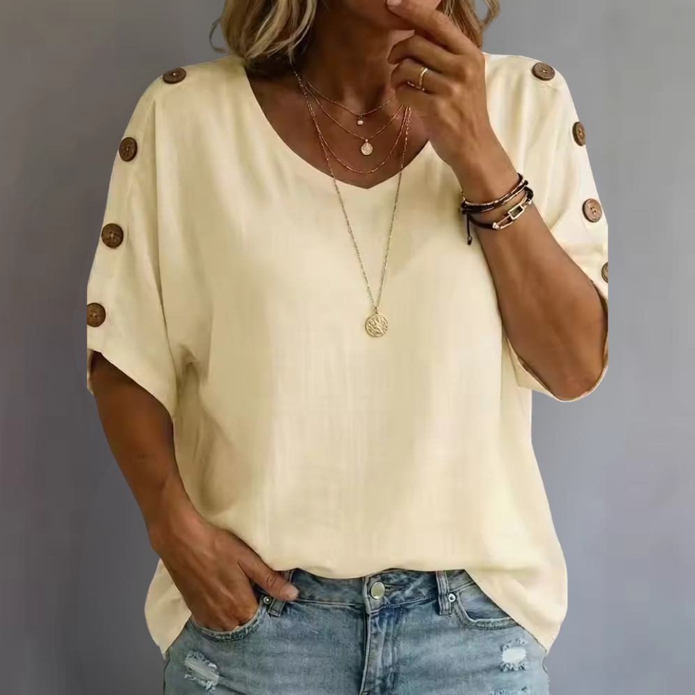 Bellie - Lockeres Wohlfühl-Shirt mit Knopfleiste