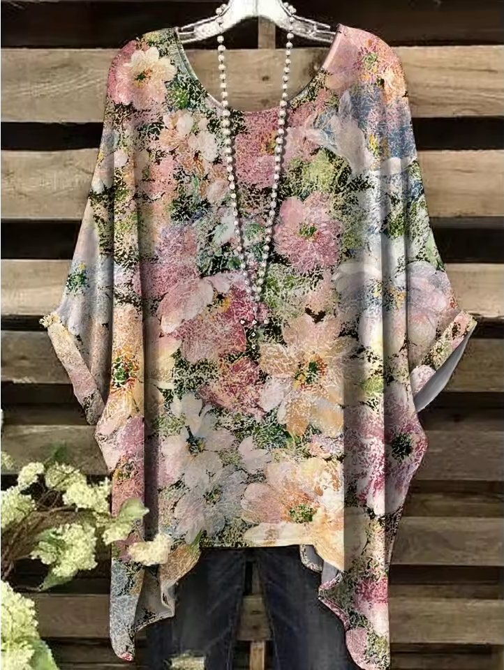 Arielle - Vintage Bohemian Floral Print Damen T-Shirt