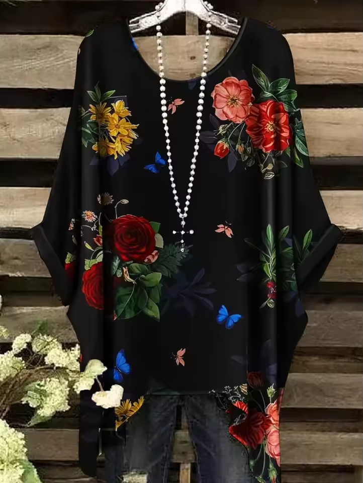 Althea - Vintage Bohemian Blumenmuster Damen T-Shirt