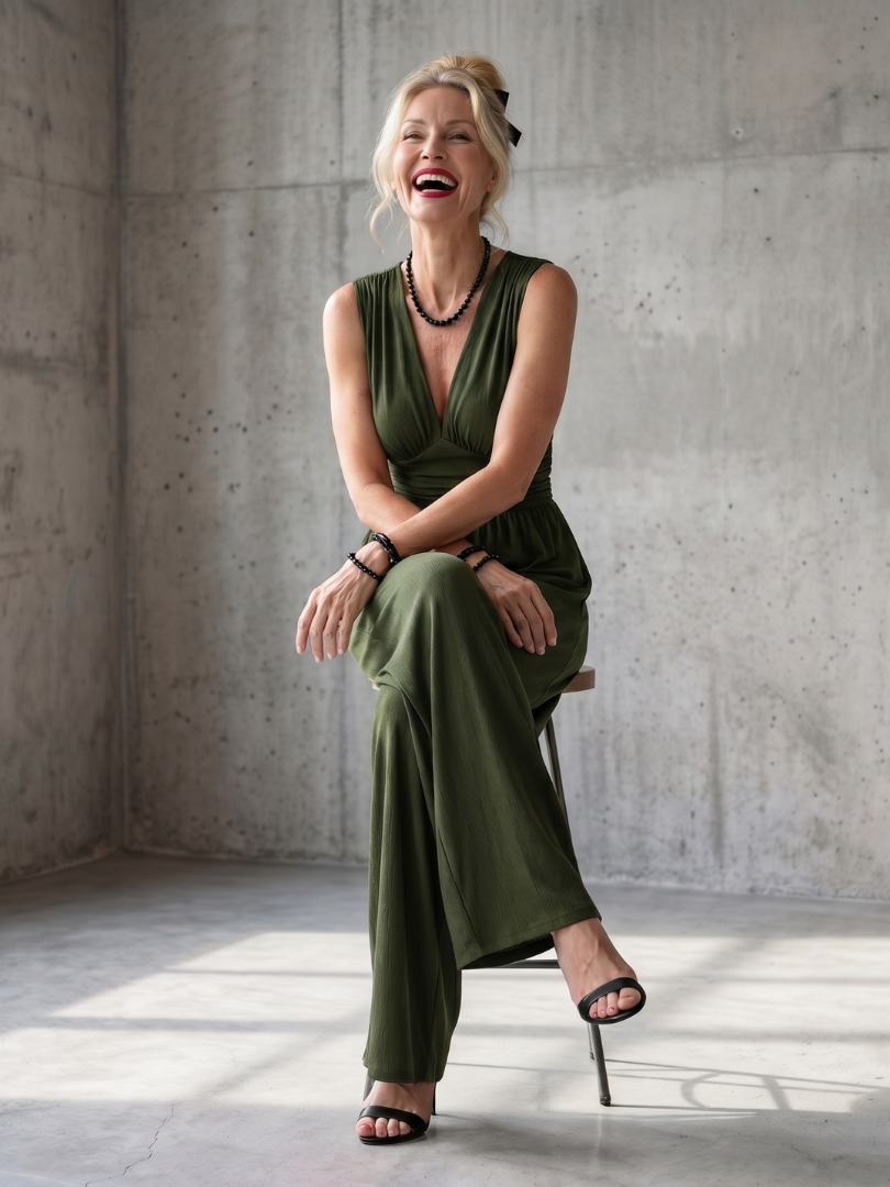 Vincenza - Jumpsuit mit tiefem V-Ausschnitt und definiertem