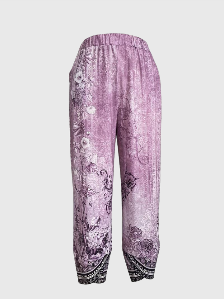 Natasha - Vintage Blumen Capri Hose mit elastischem Bund