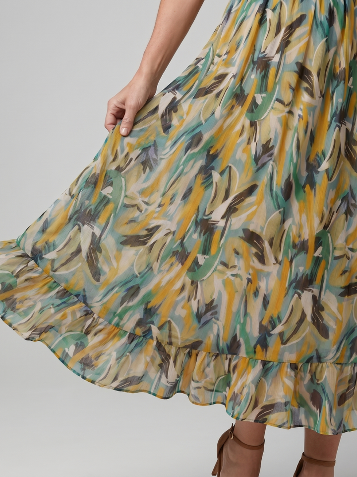 Quill - Spaghetti-Träger Midi-Kleid mit abstraktem Druck