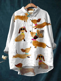 Allyson - Süsses Hund Dackel Kunstdruck Freizeitshirt