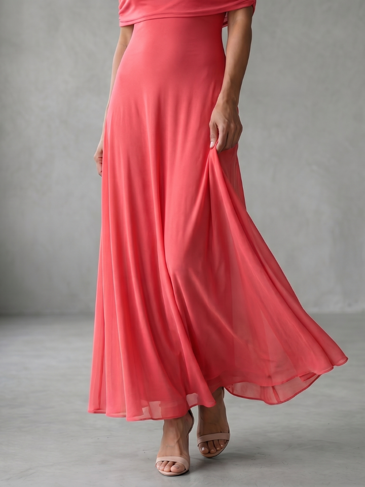 Juni - Off-Shoulder Drapiertes Midi-Kleid