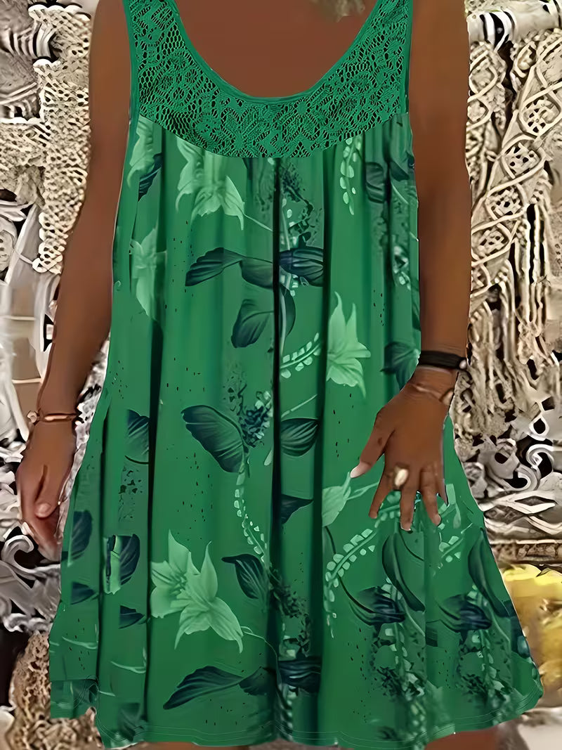 Zyra - Lockeres ärmelloses Midikleid mit Rundhalsausschnitt