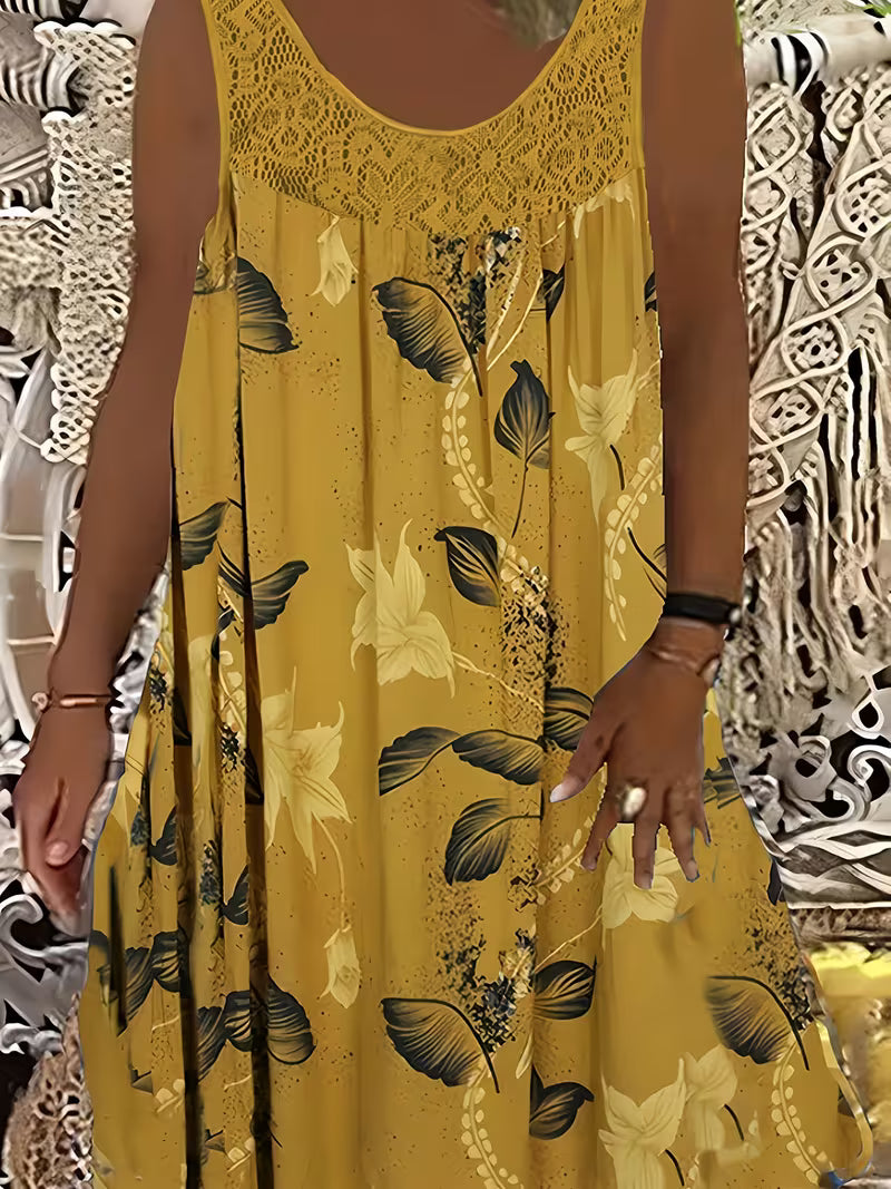 Zyra - Lockeres ärmelloses Midikleid mit Rundhalsausschnitt
