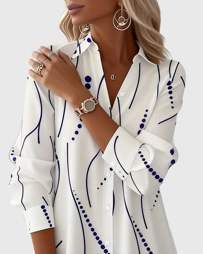 Hazel - Wavy Collar Dress Shirt