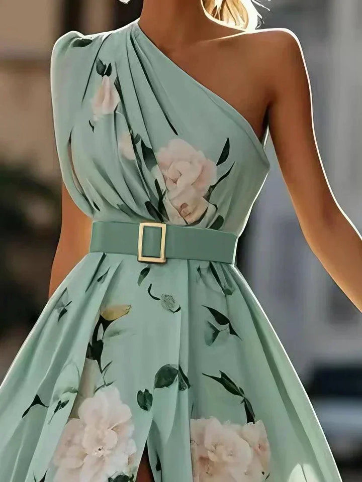 Julie - Florales One-Shoulder Maxikleid aus Chiffon