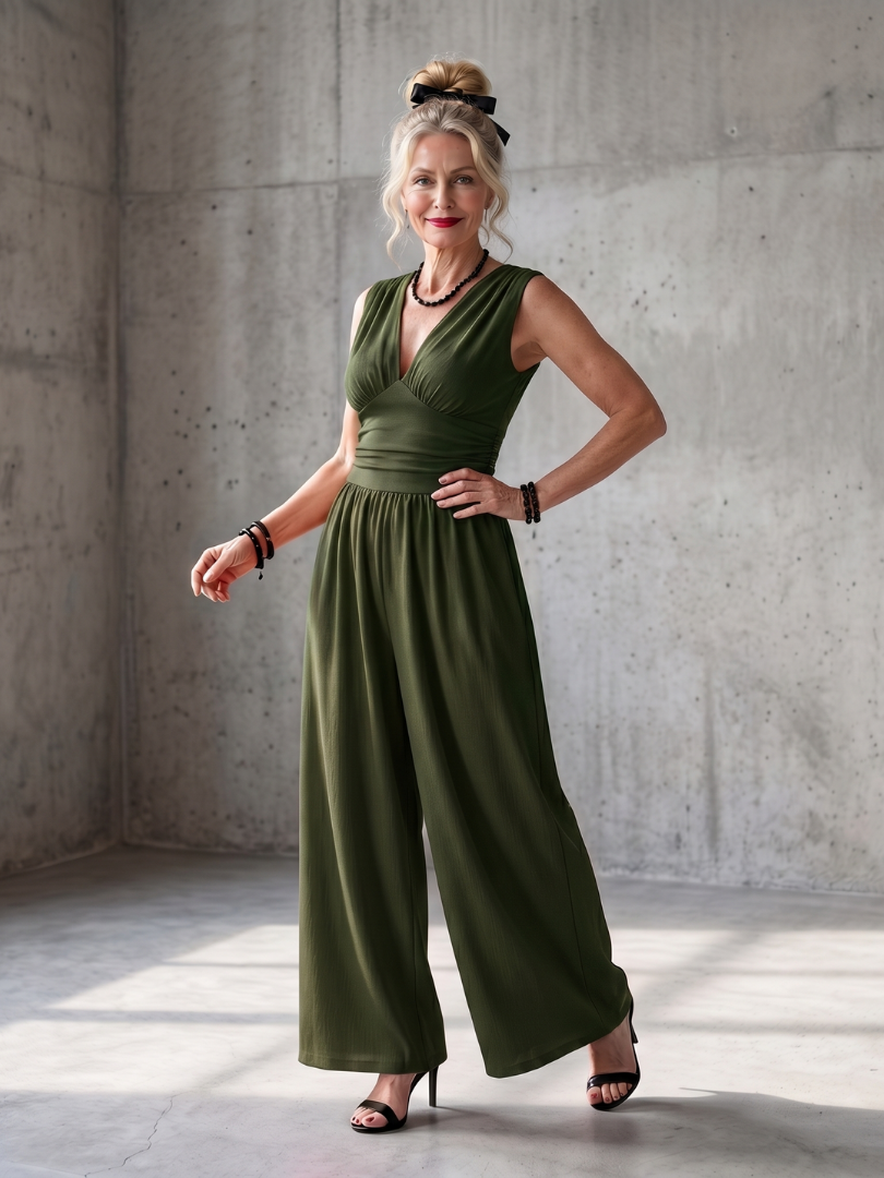 Vincenza - Jumpsuit mit tiefem V-Ausschnitt und definiertem
