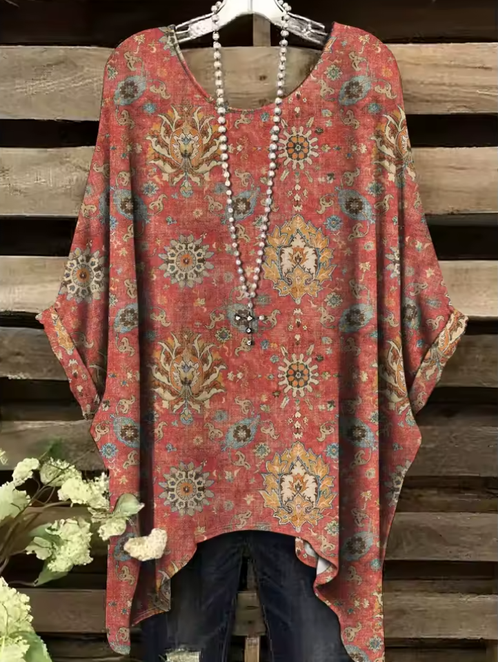 Lori - Vintage Bohemian Blumenmuster Damen T-Shirt