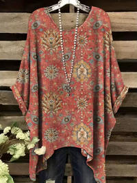 Lori - Vintage Bohemian Blumenmuster Damen T-Shirt