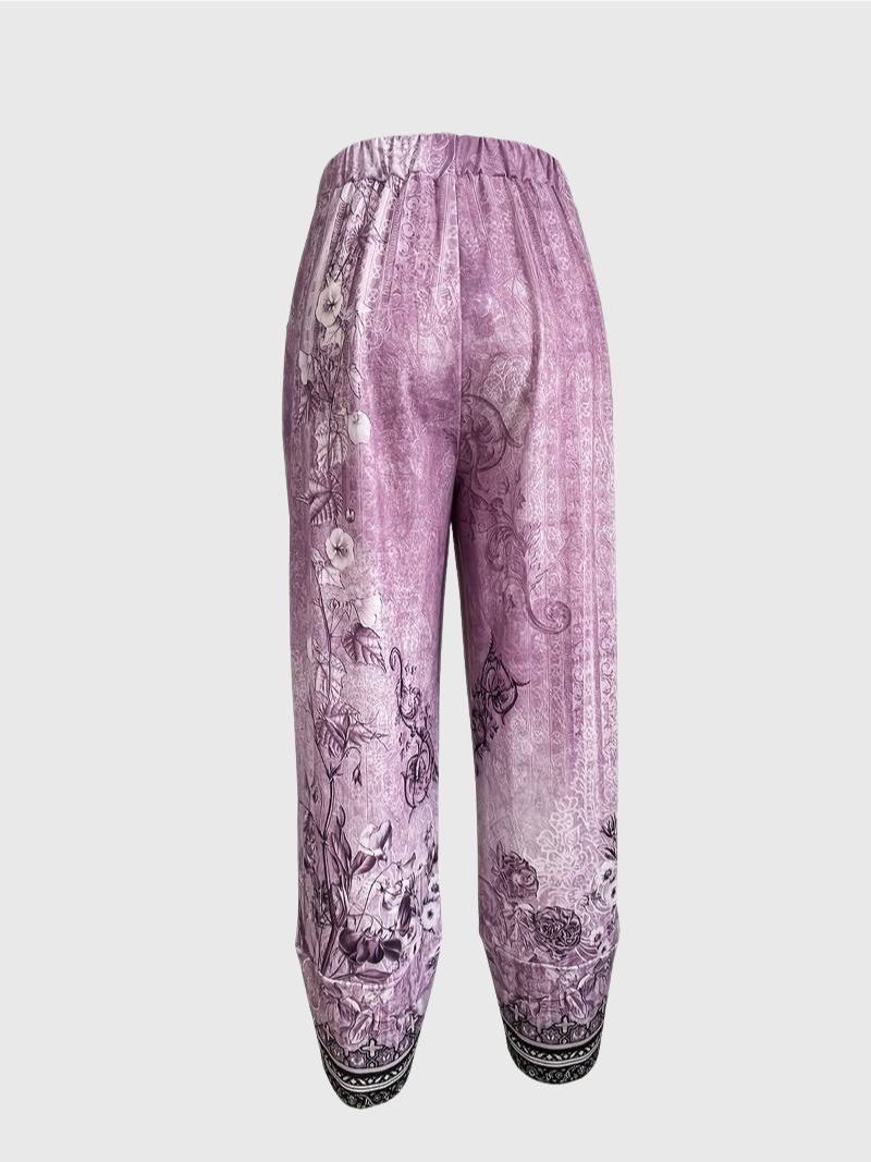 Natasha - Vintage Blumen Capri Hose mit elastischem Bund