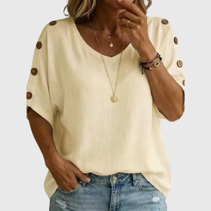 Bellie - Lockeres Wohlfühl-Shirt mit Knopfleiste