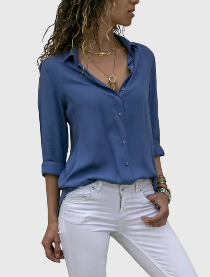 Gwen - Elegante Chiffonbluse mit langen Ärmeln