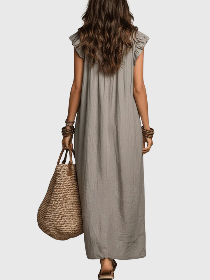 Maeve - Langes Kleid im Boho-Stil aus Leinen und Baumwolle