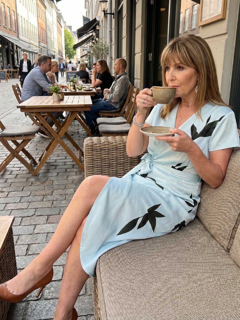 Cypress - Midi-Kleid mit fliessenden Ärmeln und botanischem Druck