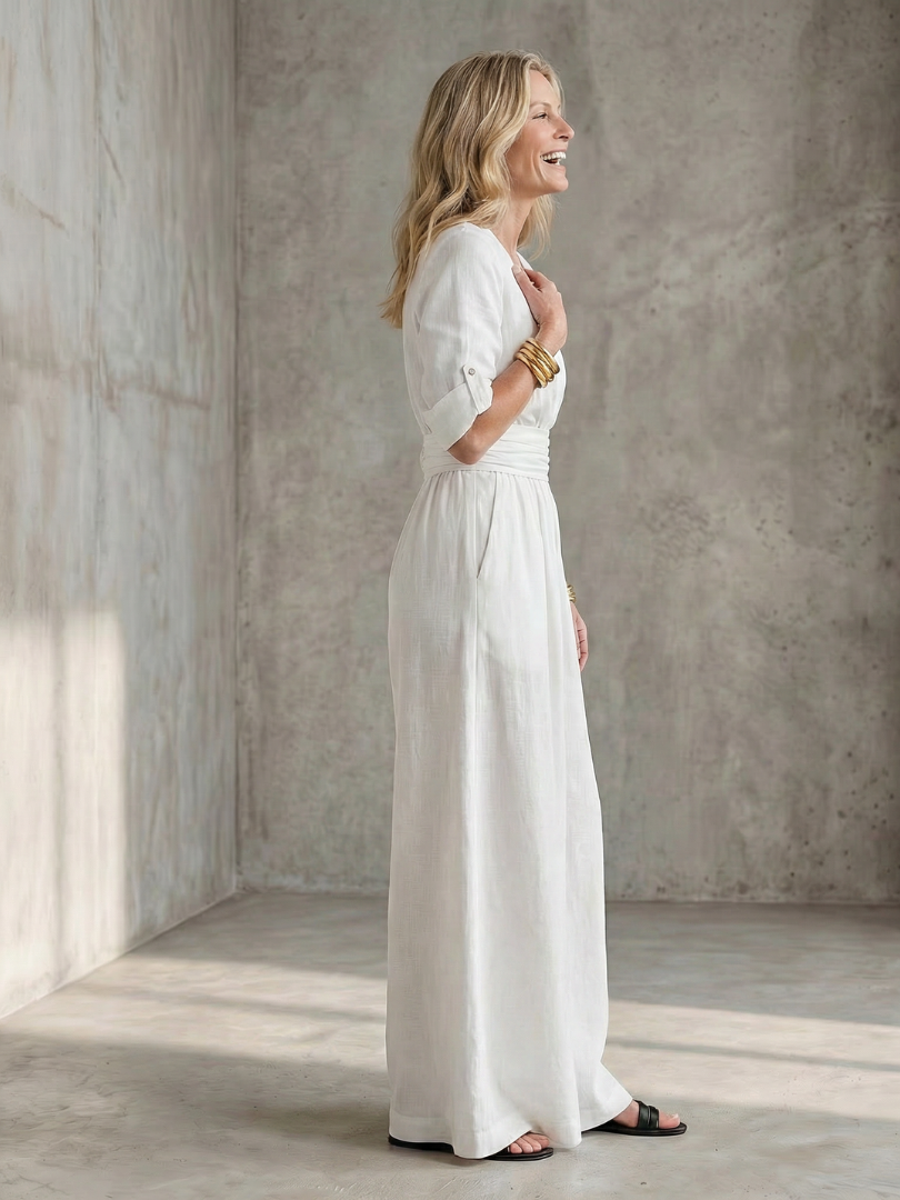 Wanda - Kreuz-Front Weitbeiniger Jumpsuit