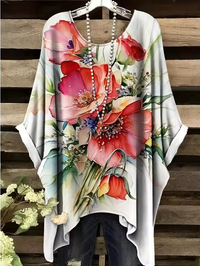 Joelle - Vintage Bohemian Floral Print Damen T-Shirt