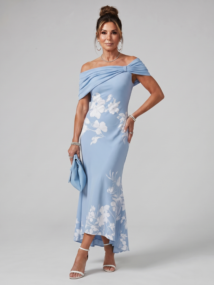 Cosma - Off-Shoulder Midi-Kleid mit Drapierung