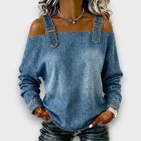 Elama - Off-Shoulder Denim Top