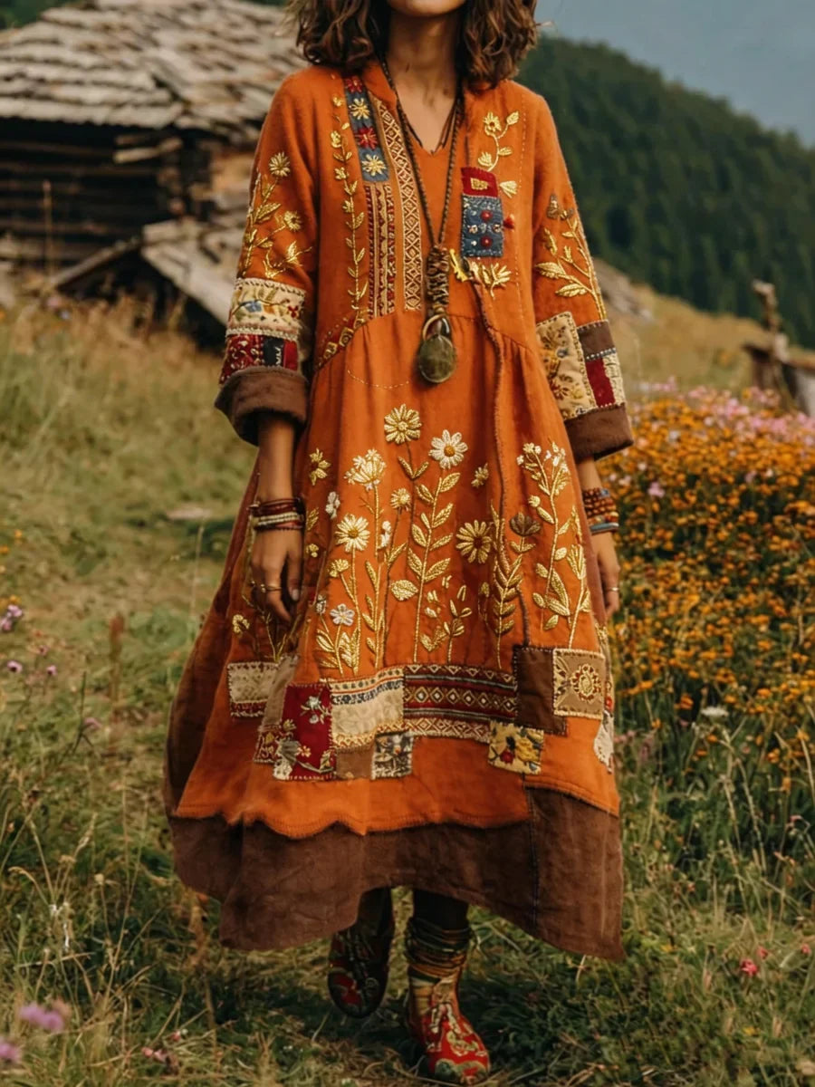 Trisha - Lässiges Langarmkleid mit floralem Druck