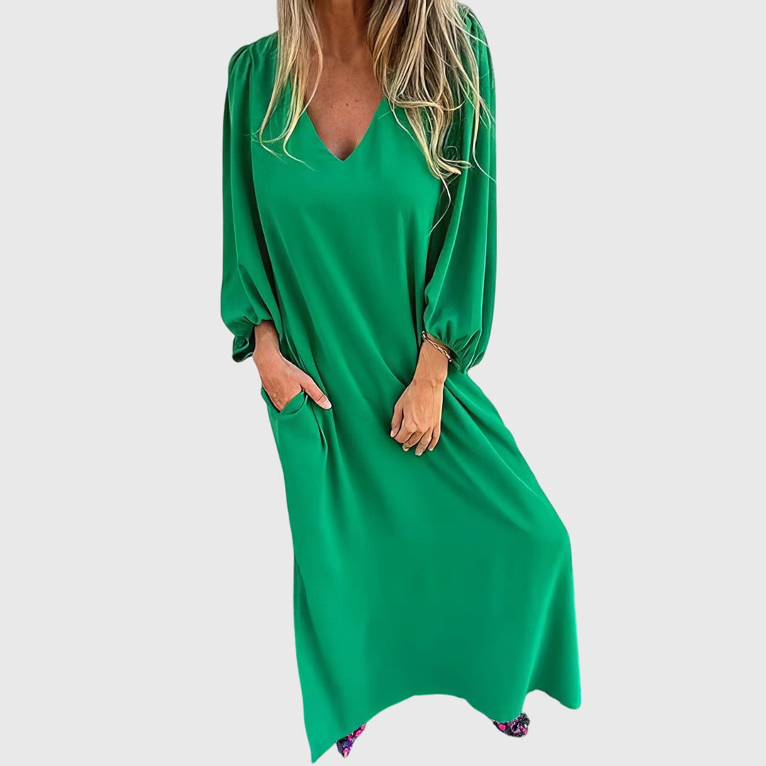 Erika - Langes Boho-Kleid mit Taschen