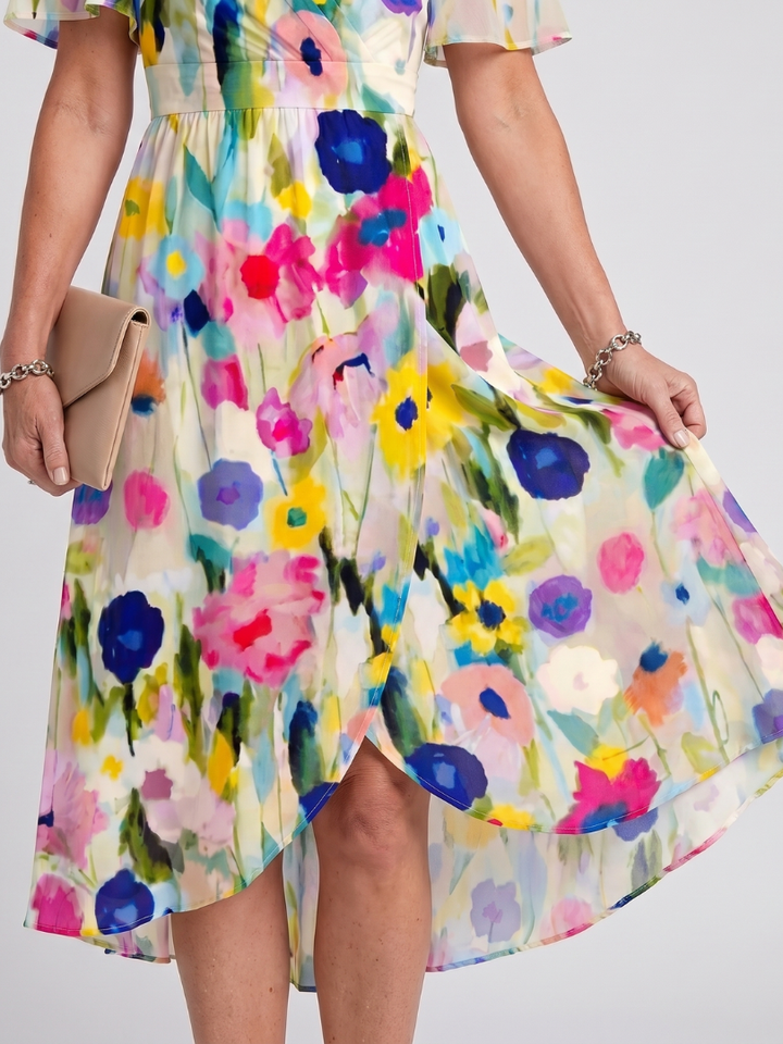 Mirabel - Kleid mit schwingenden Ärmeln und geraffter Taille