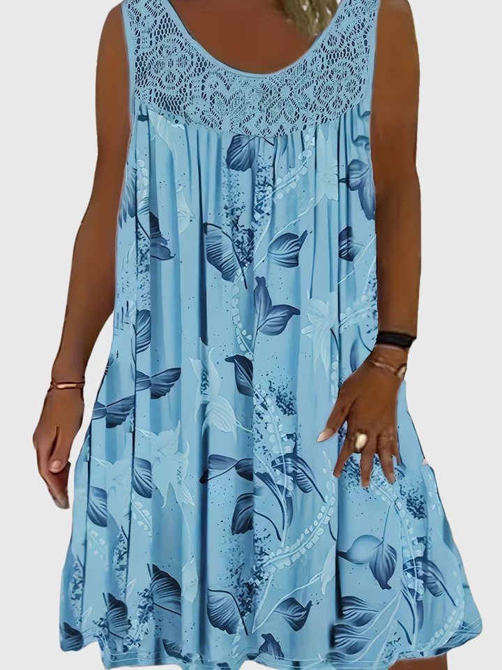 Zyra - Lockeres ärmelloses Midikleid mit Rundhalsausschnitt