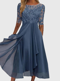 Ethel - Schlichtes Midi-Kleid mit halben Ärmeln für Partys