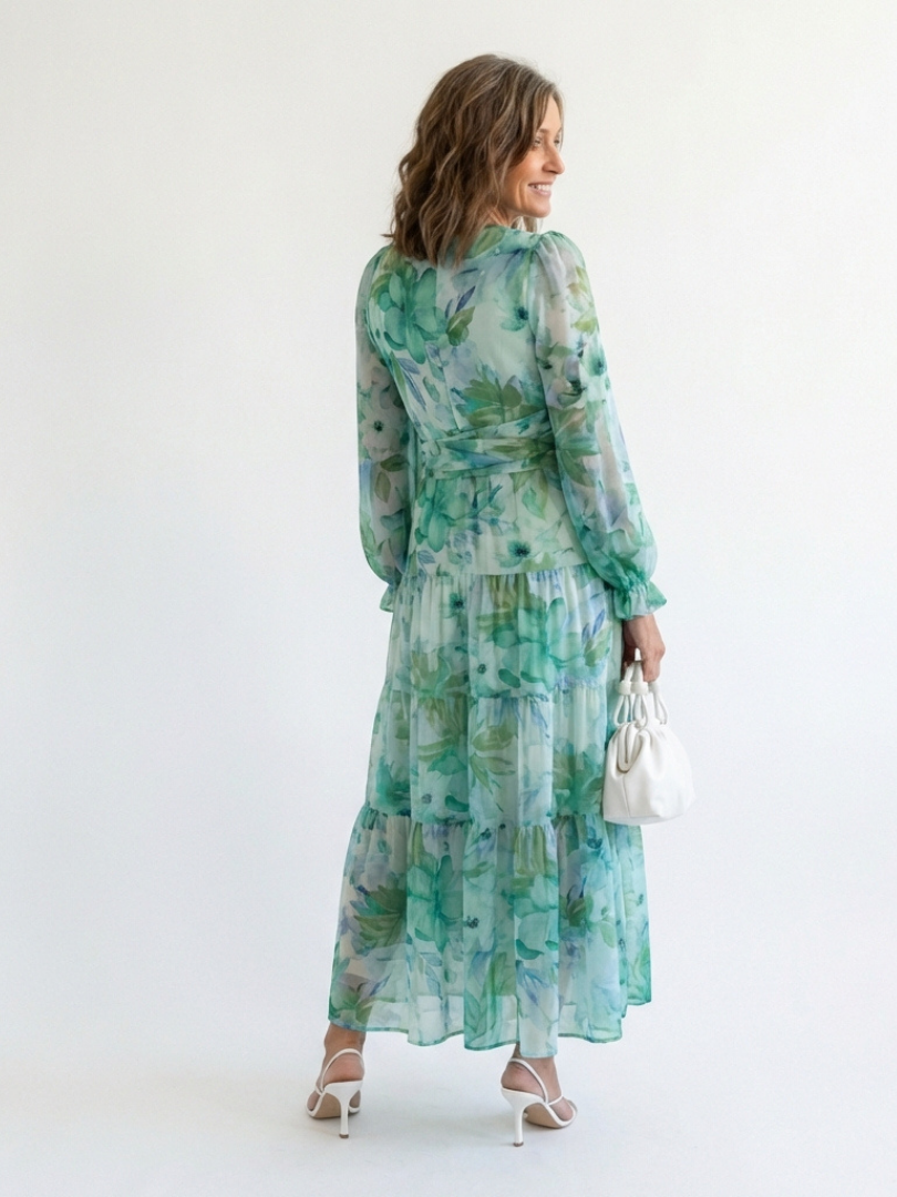 Althea - Langärmliges Blumen-Maxikleid