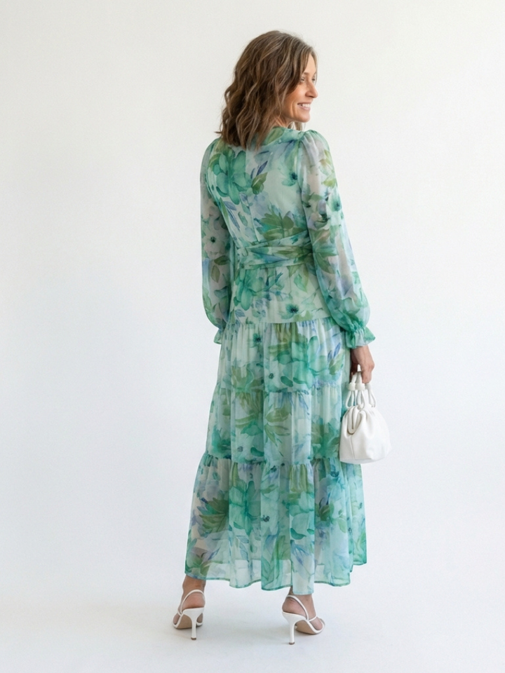 Althea - Langärmliges Blumen-Maxikleid