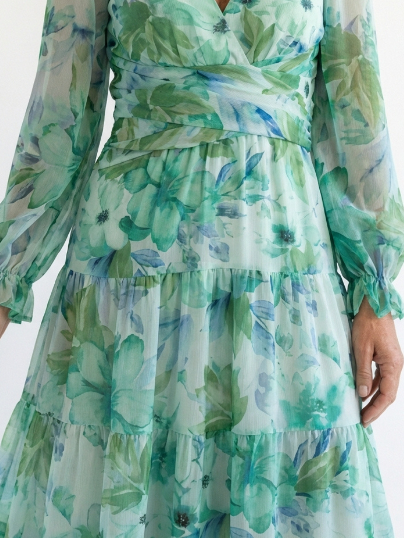Althea - Langärmliges Blumen-Maxikleid