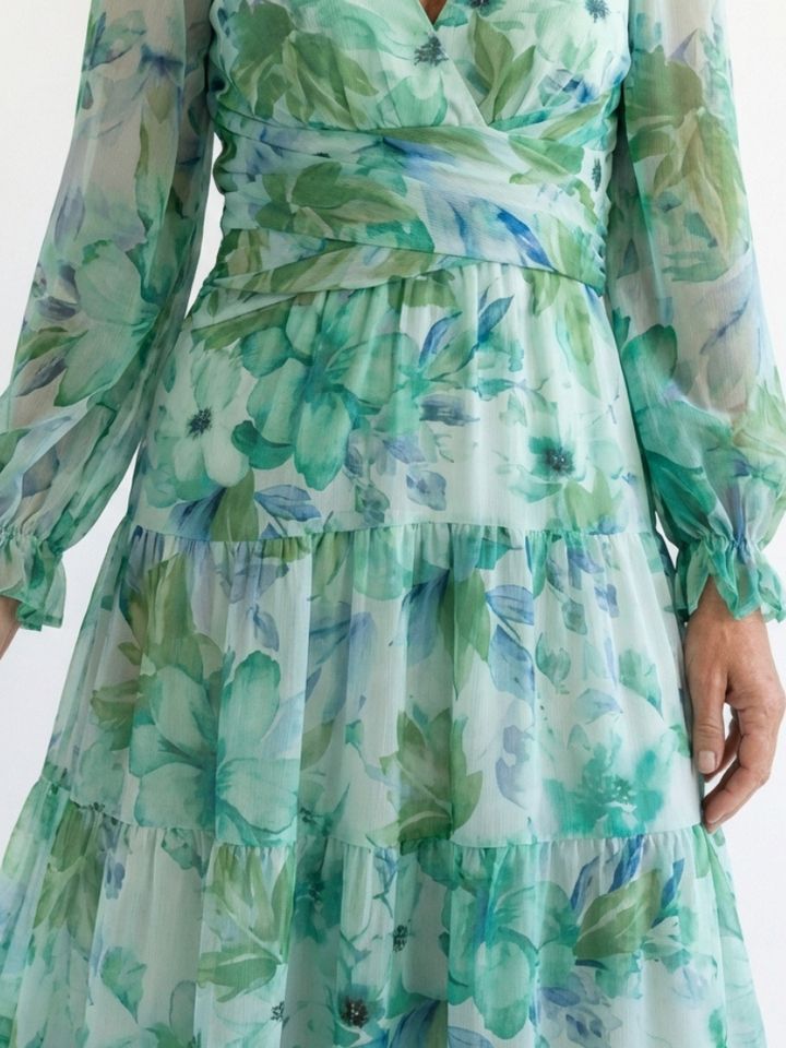 Althea - Langärmliges Blumen-Maxikleid