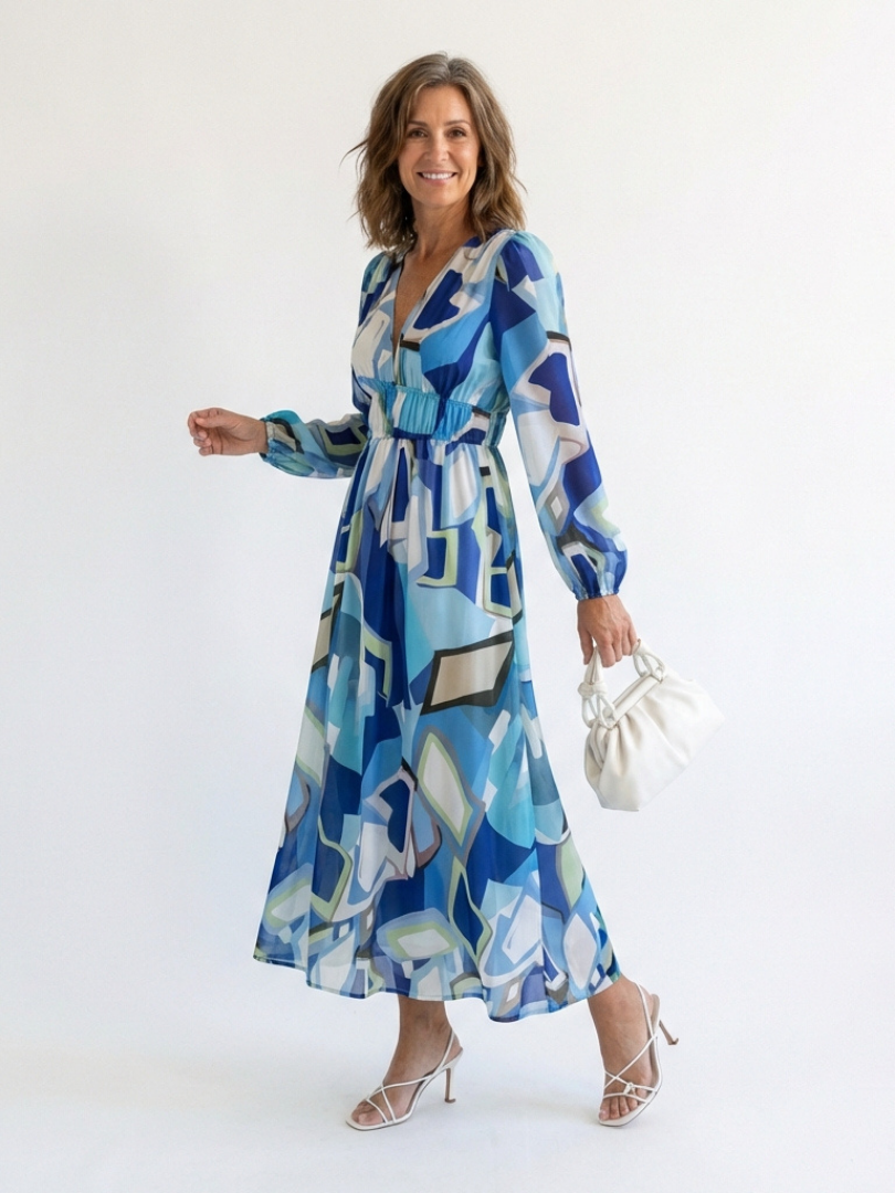 Althea - Langärmliges Blumen-Maxikleid