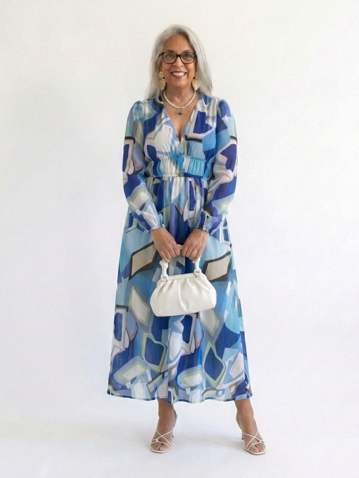 Althea - Langärmliges Blumen-Maxikleid
