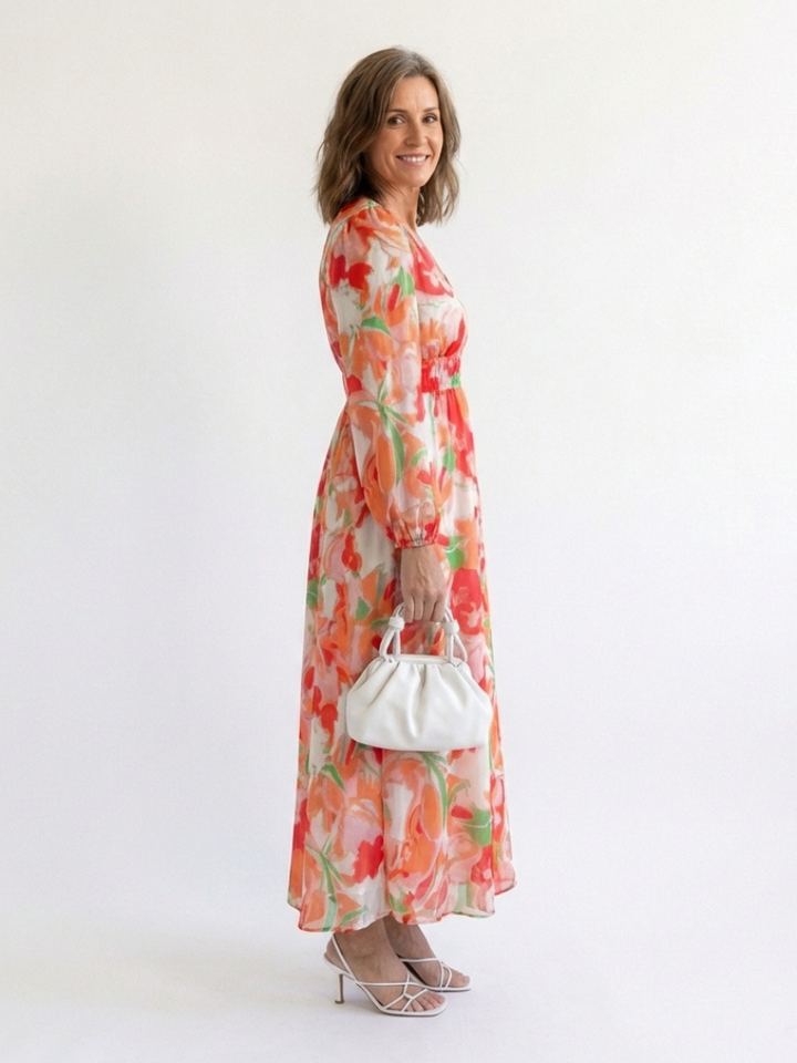 Althea - Langärmliges Blumen-Maxikleid