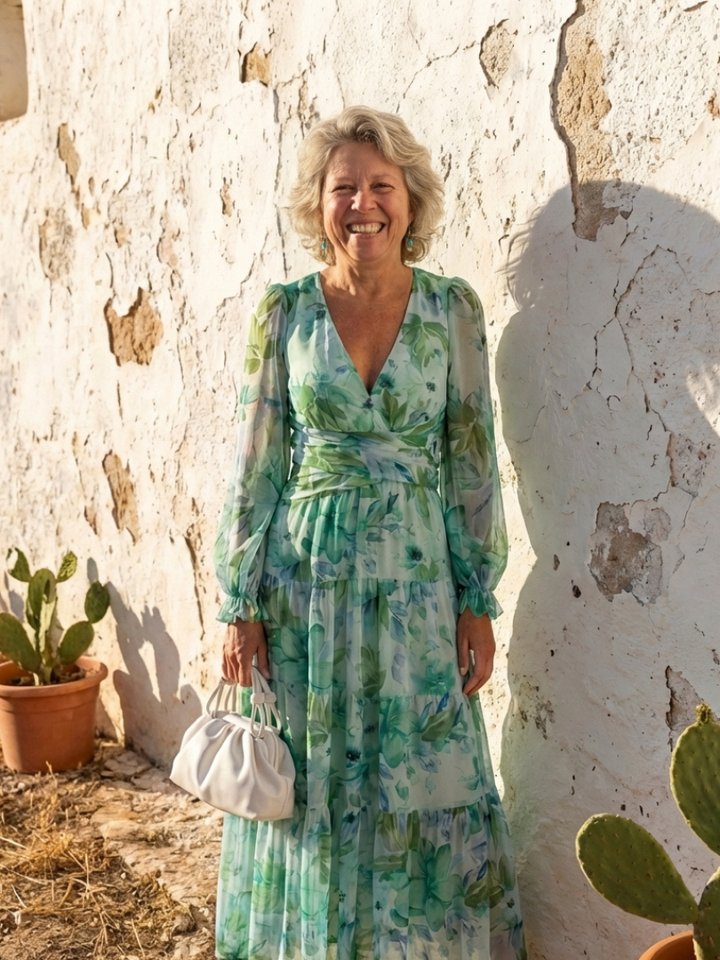 Althea - Langärmliges Blumen-Maxikleid