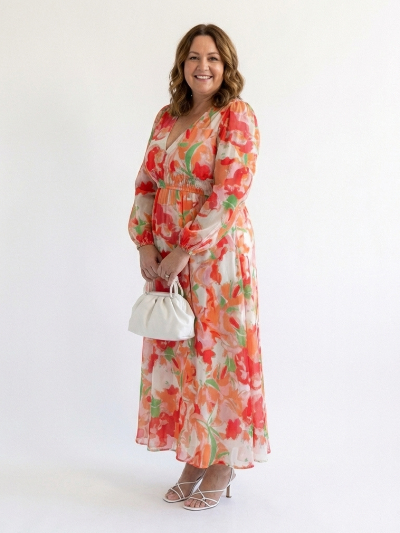 Althea - Langärmliges Blumen-Maxikleid