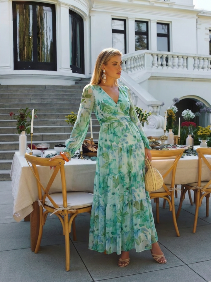 Althea - Langärmliges Blumen-Maxikleid