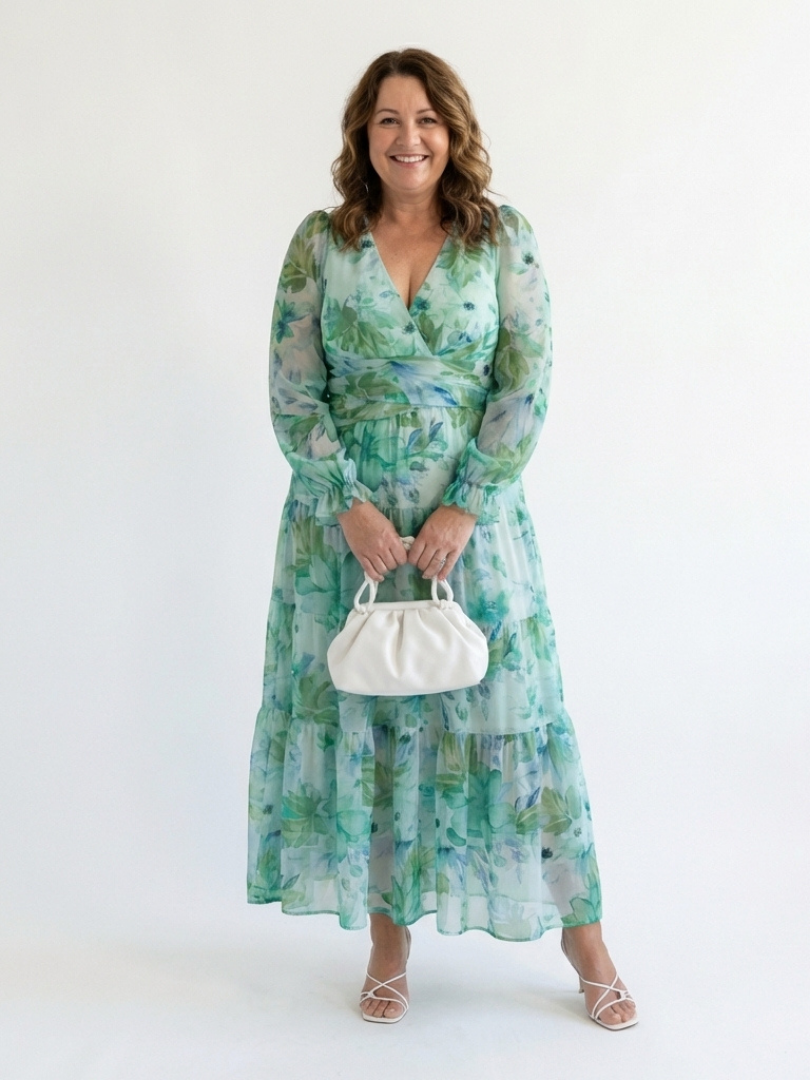 Althea - Langärmliges Blumen-Maxikleid