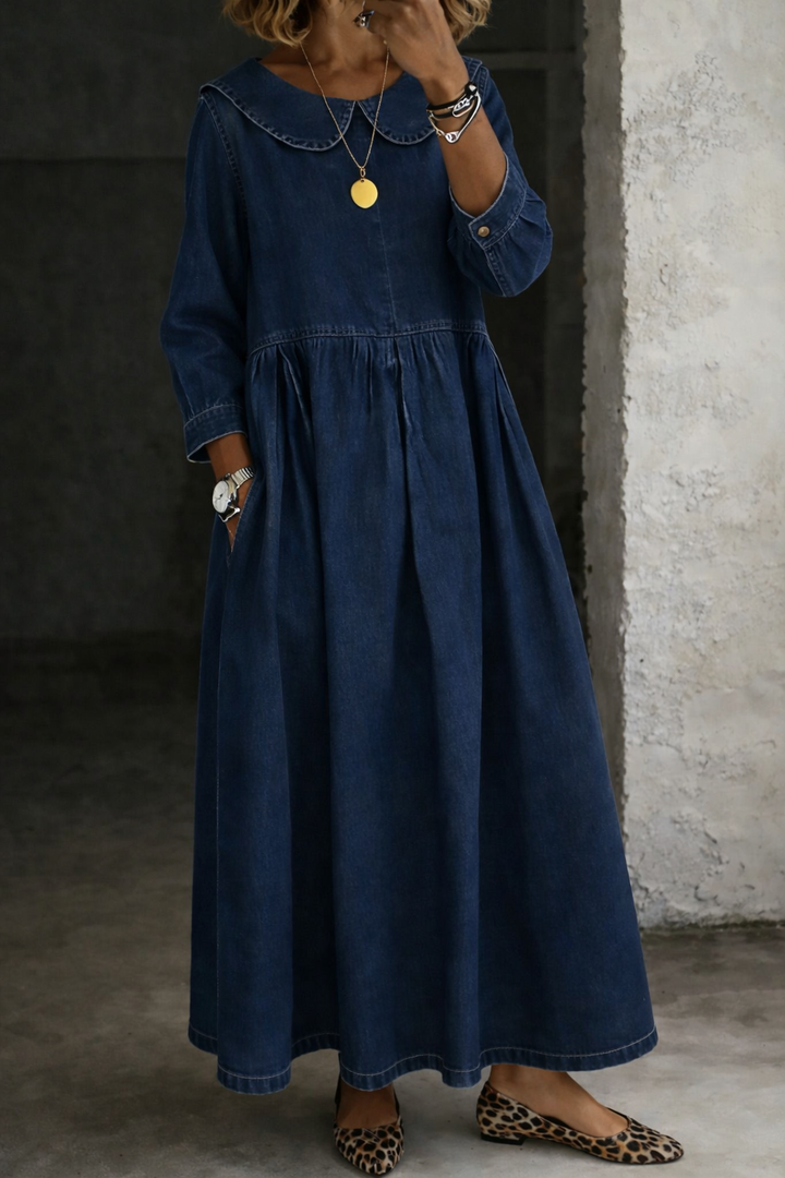 Clara - Denim-Kleid mit Peter-Pan-Kragen