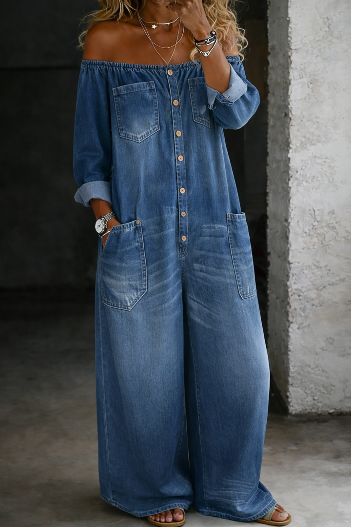Elena - Off-Shoulder Langarm-Overall