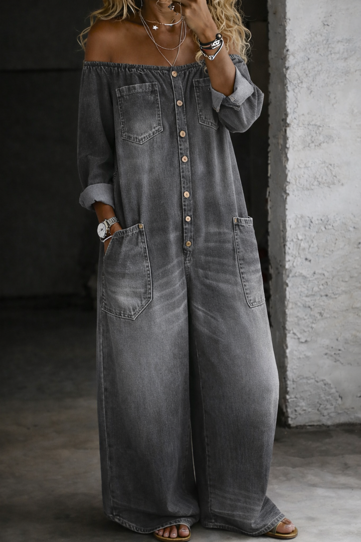 Elena - Off-Shoulder Langarm-Overall